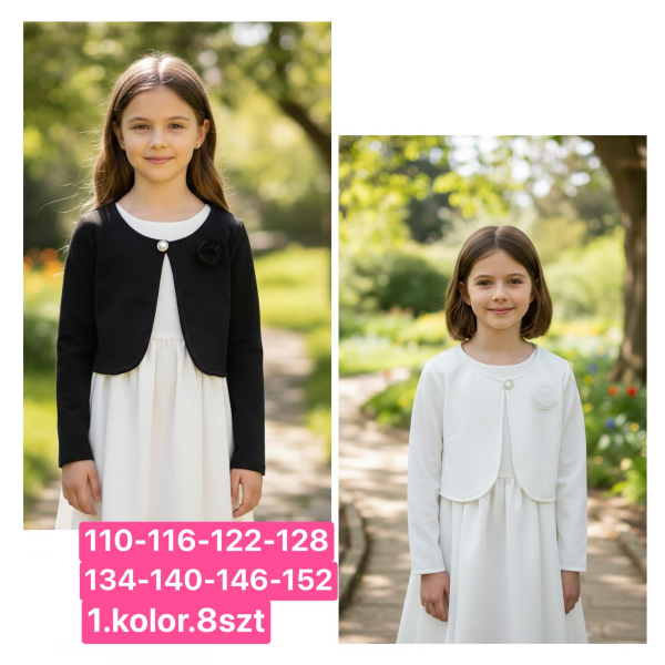 Sukienki dziewczęce Roz 110-152, 1 kolor Paczka 8 szt